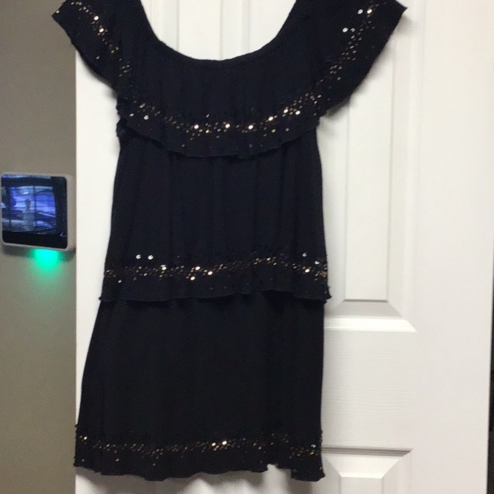 Black 3 tier ruffle KAREN KANE top